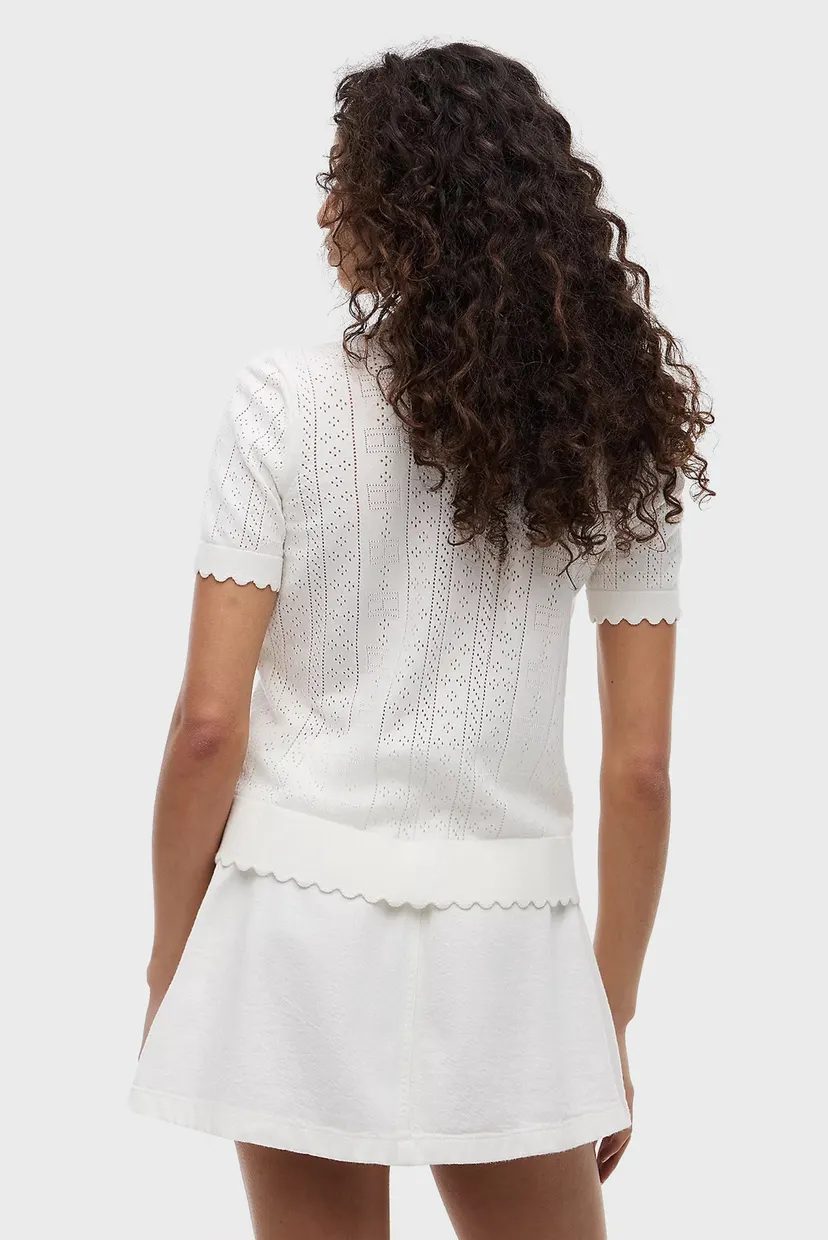 Женское белое поло POINTELLE POLO SWEATER 3