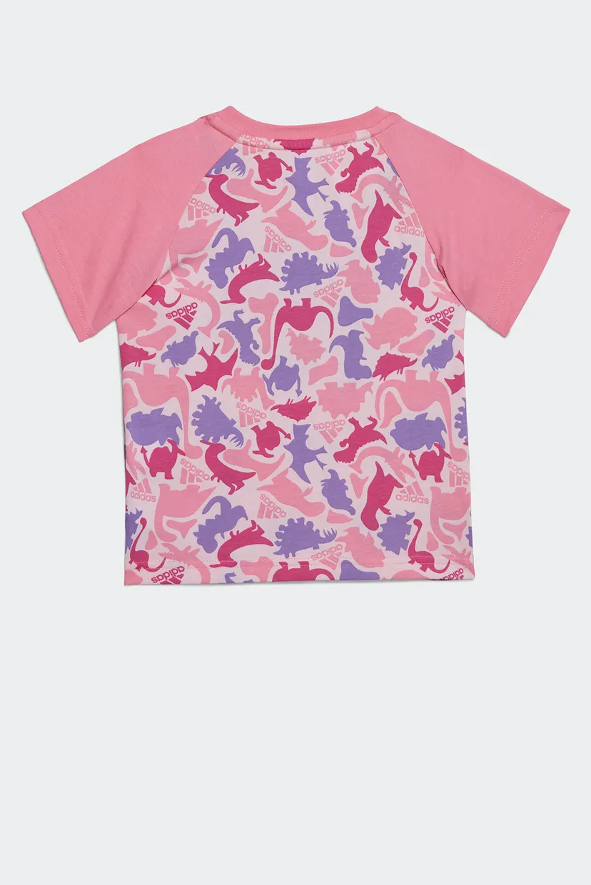 Детский розовый комплект одежды (футболка, шорты) Dino Camo