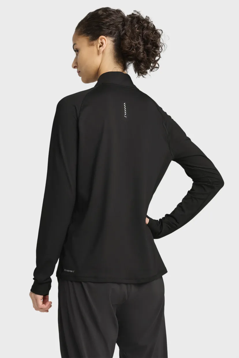 Женский черный лонгслив RUN VELOCITY CLOUDSPUN 1/4 Zip Women 3