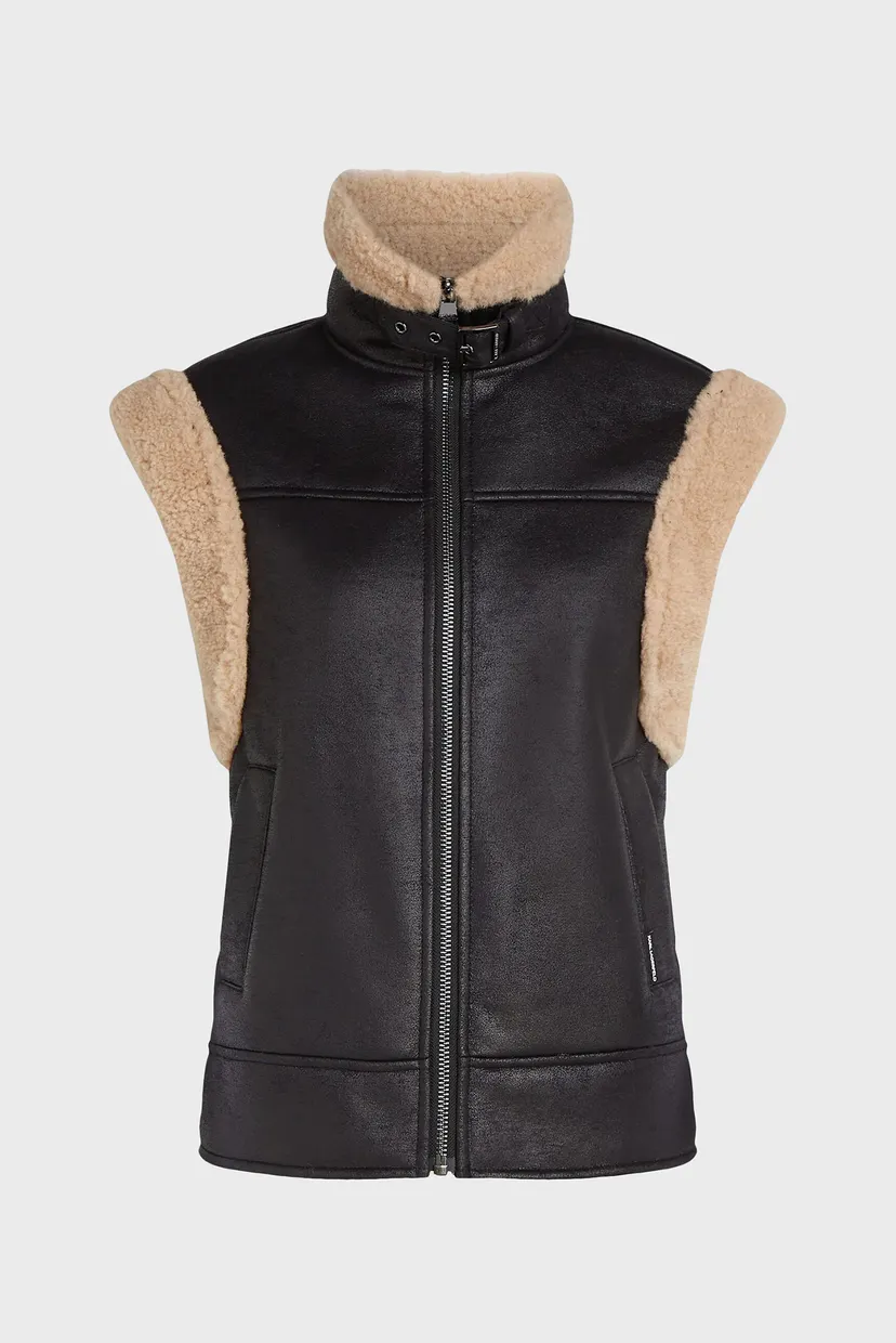 Женский черный жилет FAUX FUR SUEDE GILET 5