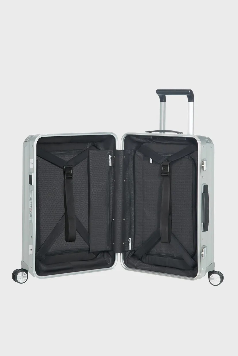 Серый чемодан 55 см LITE-BOX ALU ALUMINIUM 4