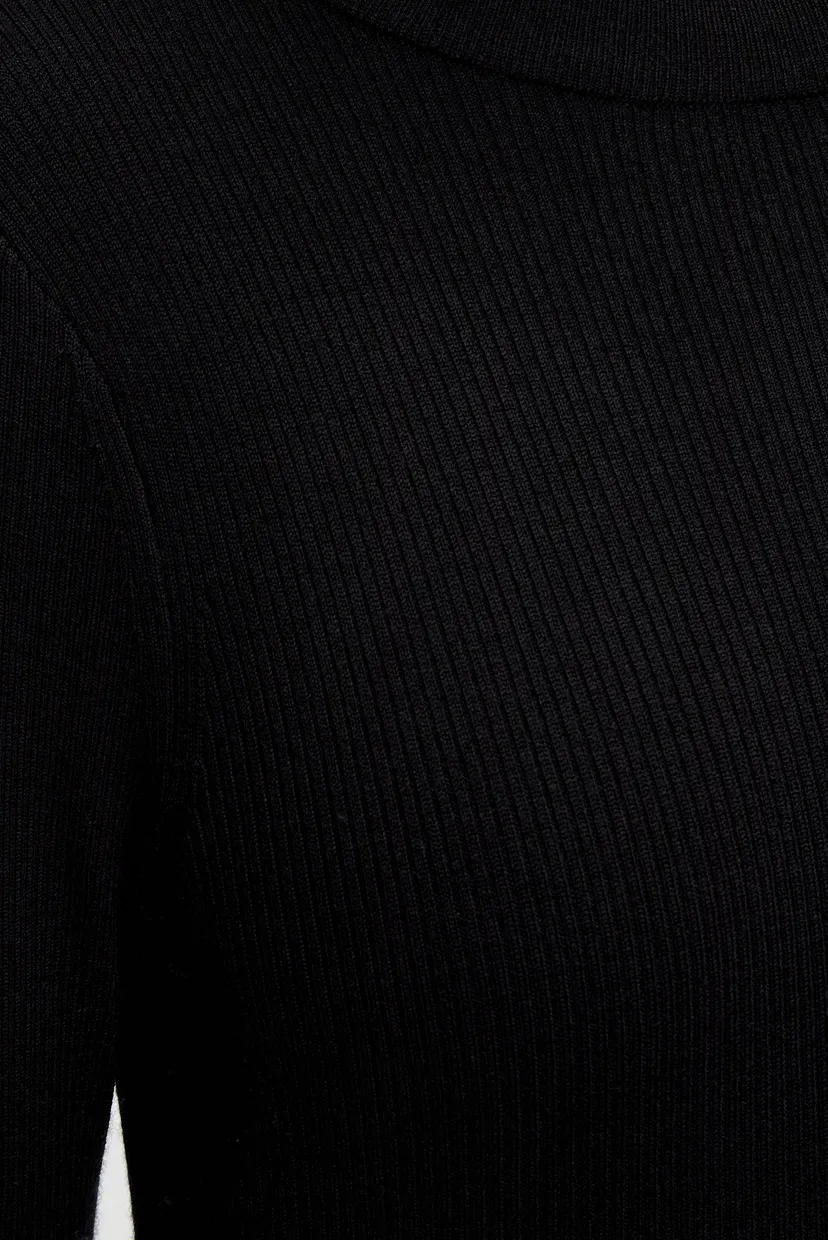 Женское черное шерстяное платье MERINO RUCHED 3