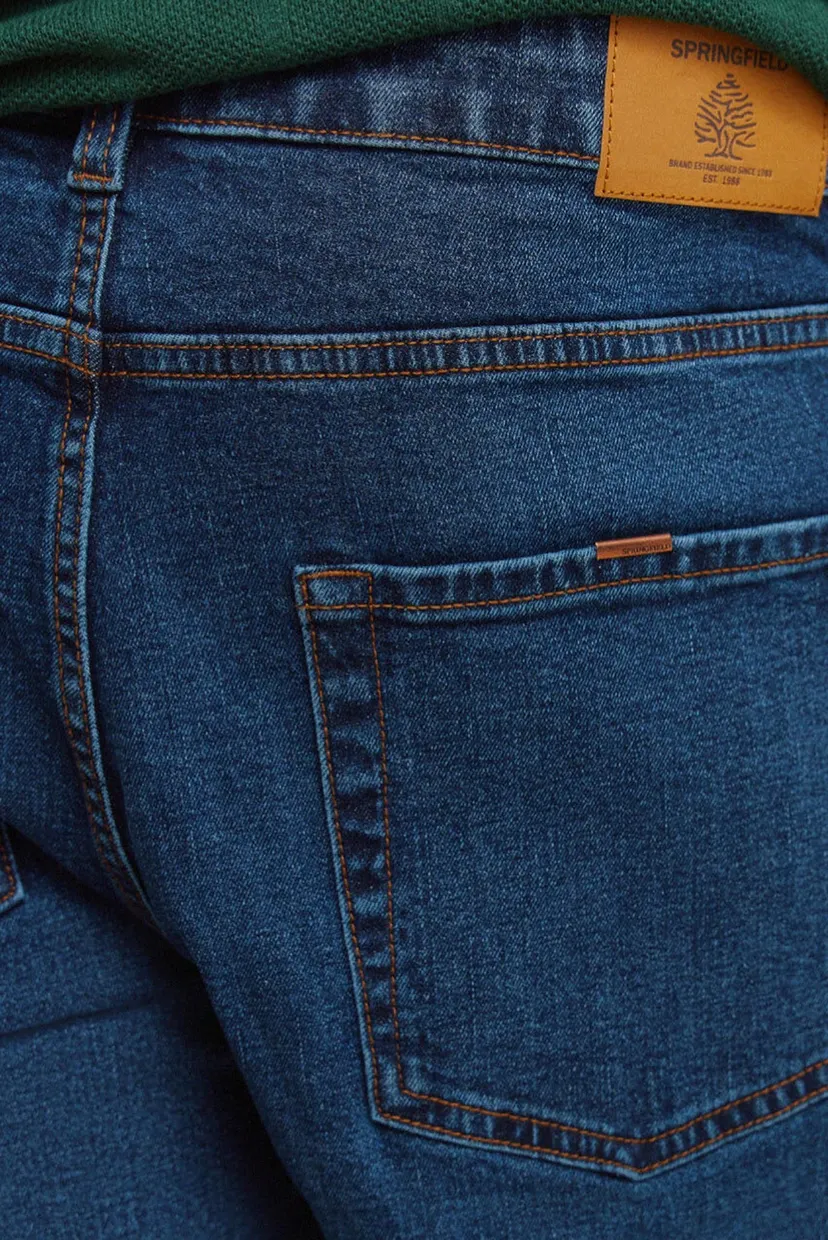 Мужские темно-синие джинсовые шорты slim fit 5