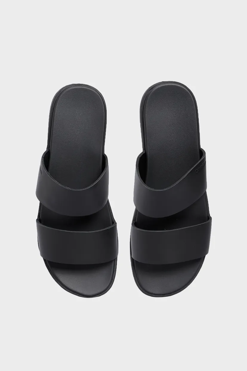 Мужские черные кожаные слайдеры DOUBLE STRAP 4