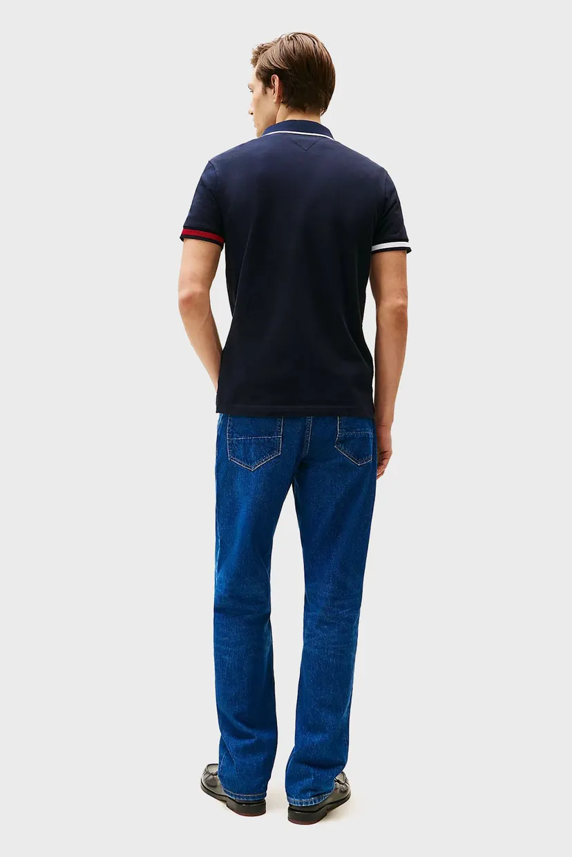 Чоловіче темно-синє поло FLAG CUFF SLIM FIT 3
