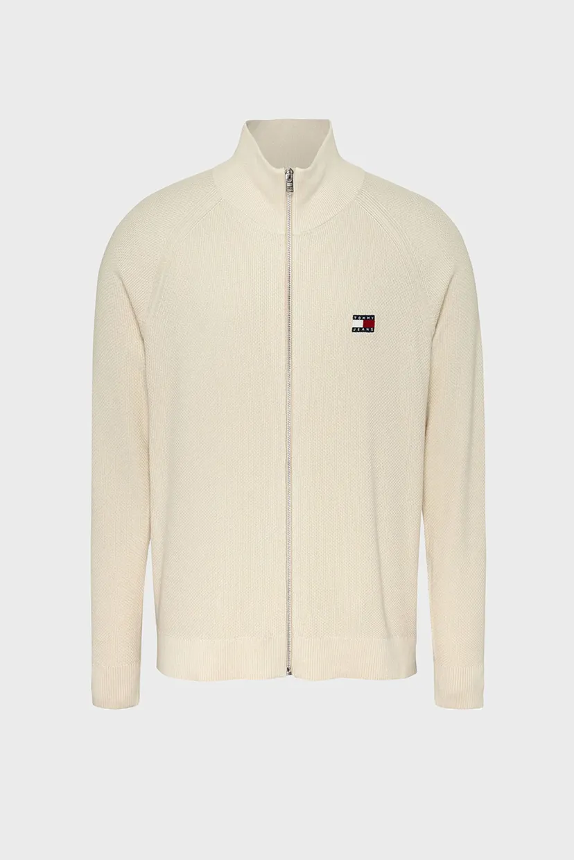 Чоловічий білий кардиган TJM REG ZIPTRU HI NECK SWEATER 5