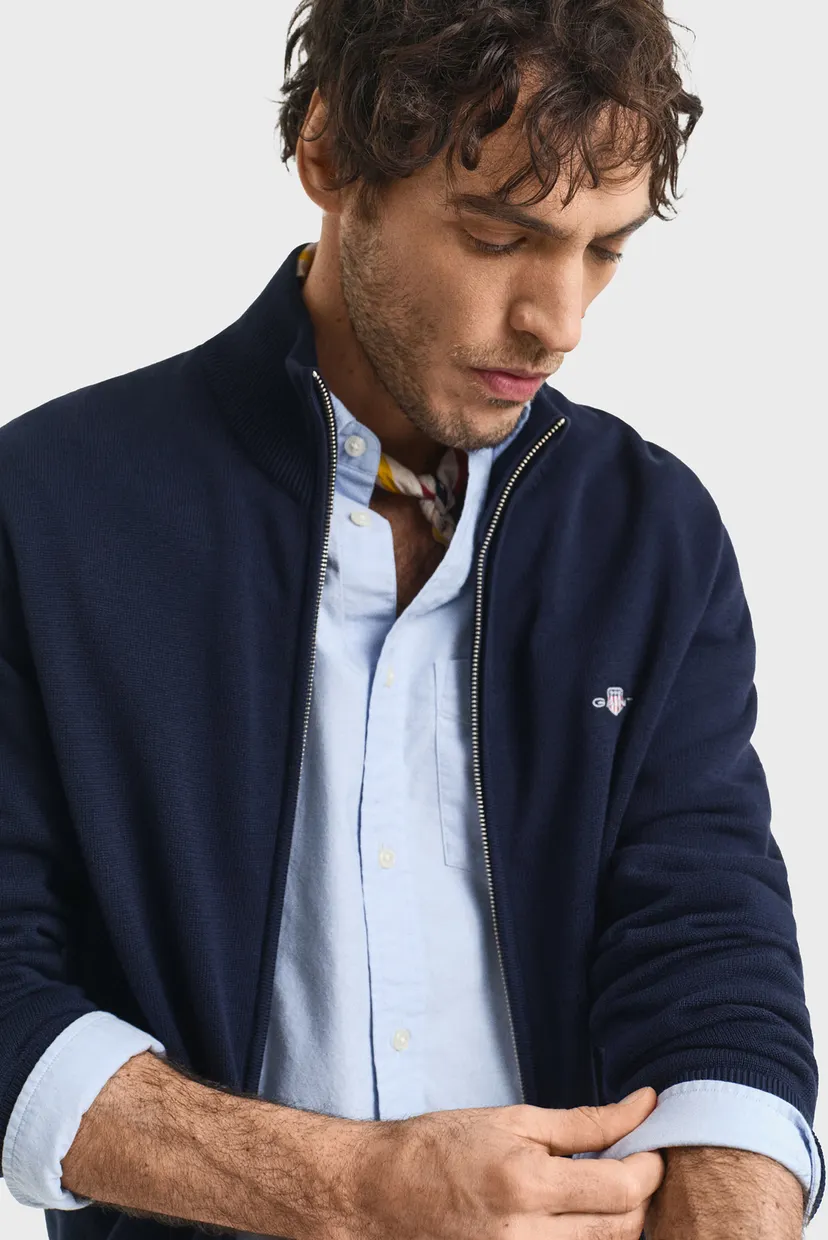 Чоловічий темно-синій кардиган CASUAL COTTON ZIP 4