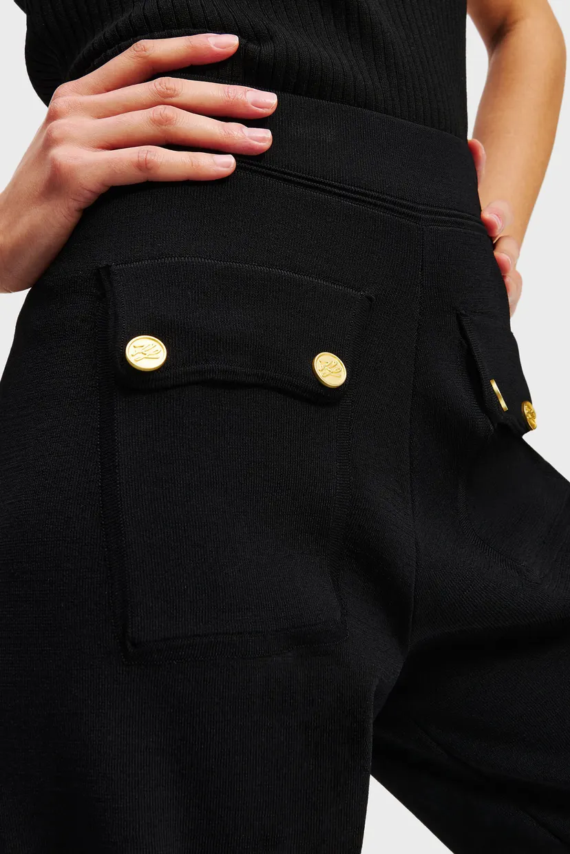 Жіночі чорні брюки BUTTON KNIT PANTS 4
