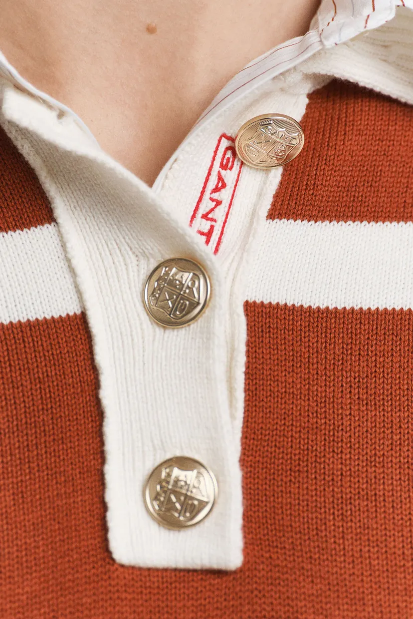 Женское терракотовое поло в полоску STRIPED KNIT RUGGER 5