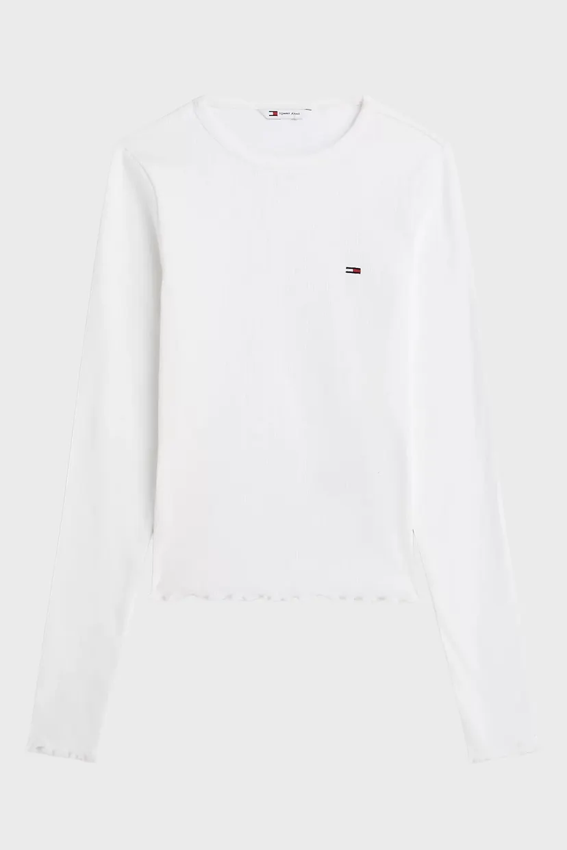Жіночий білий лонгслів SLIM SH LETTUCE EDGE RIB LS 5