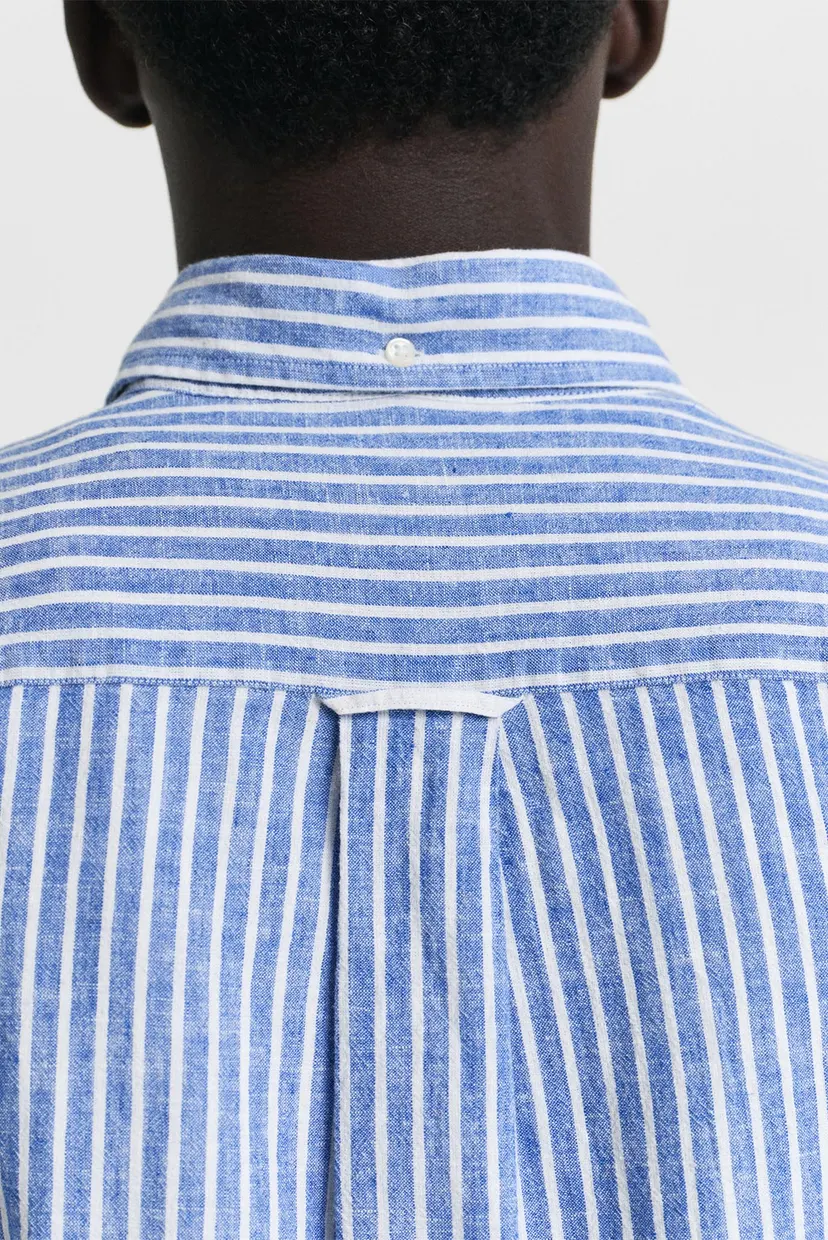 Мужская голубая льняная рубашка в полоску REG COTTON LINEN STRIPE 4