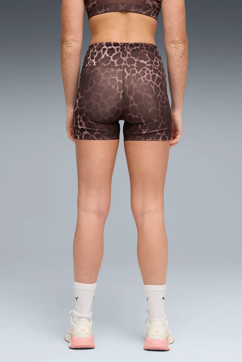 Женские коричневые велосипедки с узором TRAIN ALL DAY Training Shorts Women 3