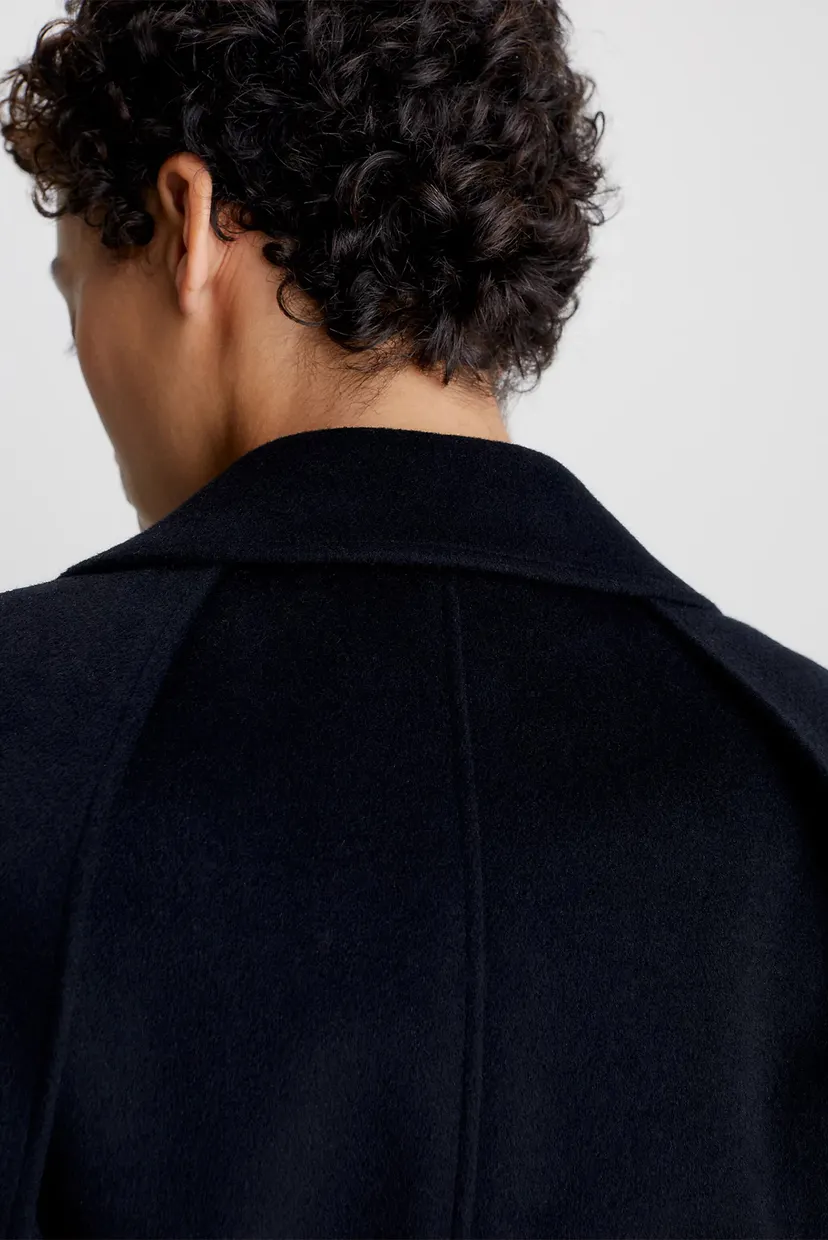 Жіноче чорне вовняне пальто CUT OUT WOOL WRAP COAT 4