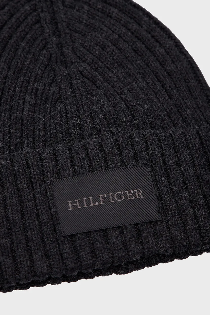 Чоловіча чорна шапка TH MONOTYPE PATCH COTTON BEANIE 4