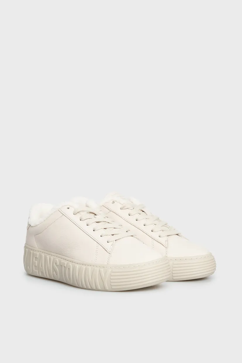 Женские бежевые кожаные сникерcы TOMMY JEANS NEW CUPSOLE LEAT 3