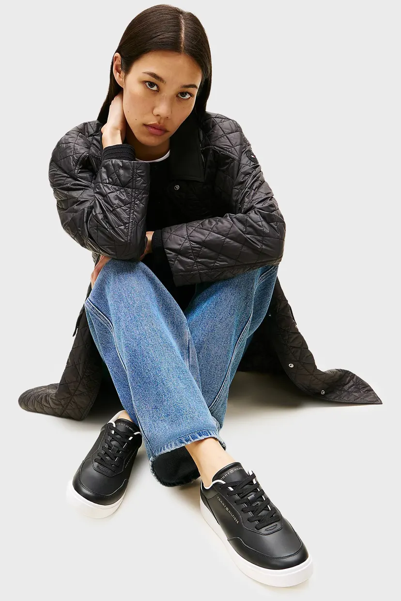 Жіночі чорні шкіряні снікерси CASUAL CUPSOLE 6
