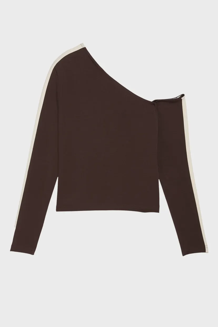 Женский коричневый лонгслив T7 Asymmetric Top Women 5