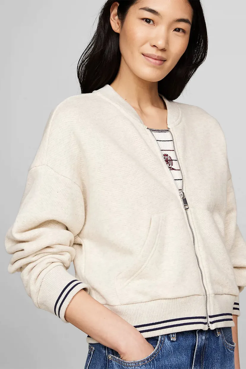 Женская бежевая спортивная кофта CROP VARSITY ZIPUP 4