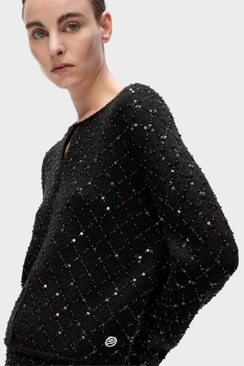 Женский черный кардиган embellished 4