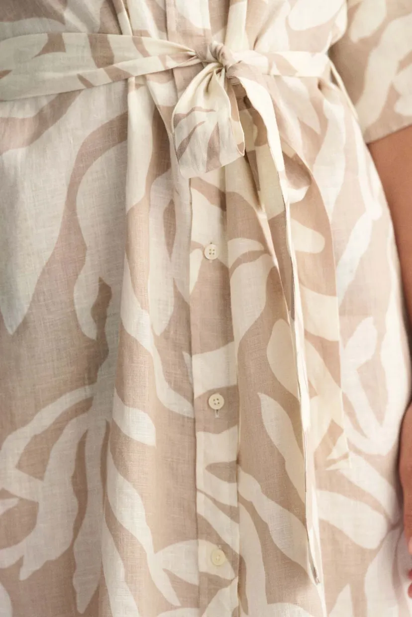 Жіноча бежева лляна сукня з візерунком REL PALM PRINT LINEN 8