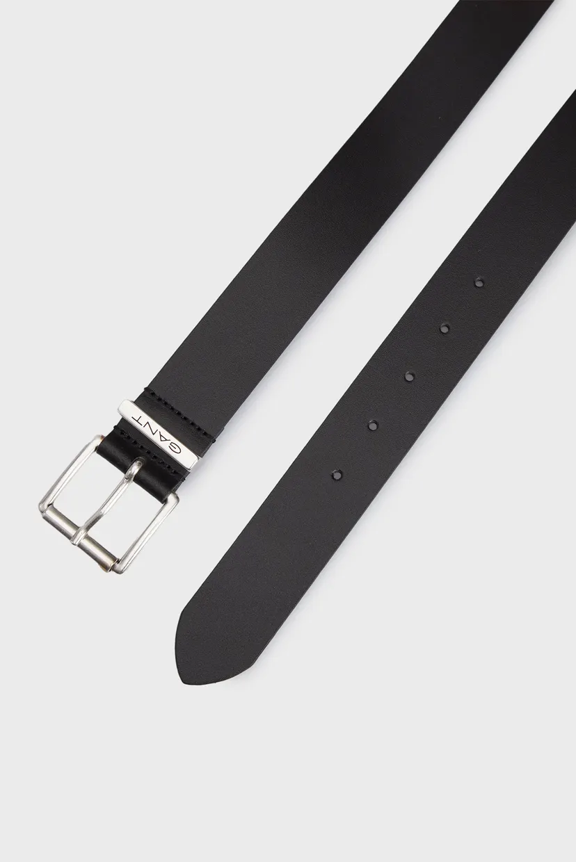 Мужской черный кожаный ремень LOGO LEATHER BELT 3