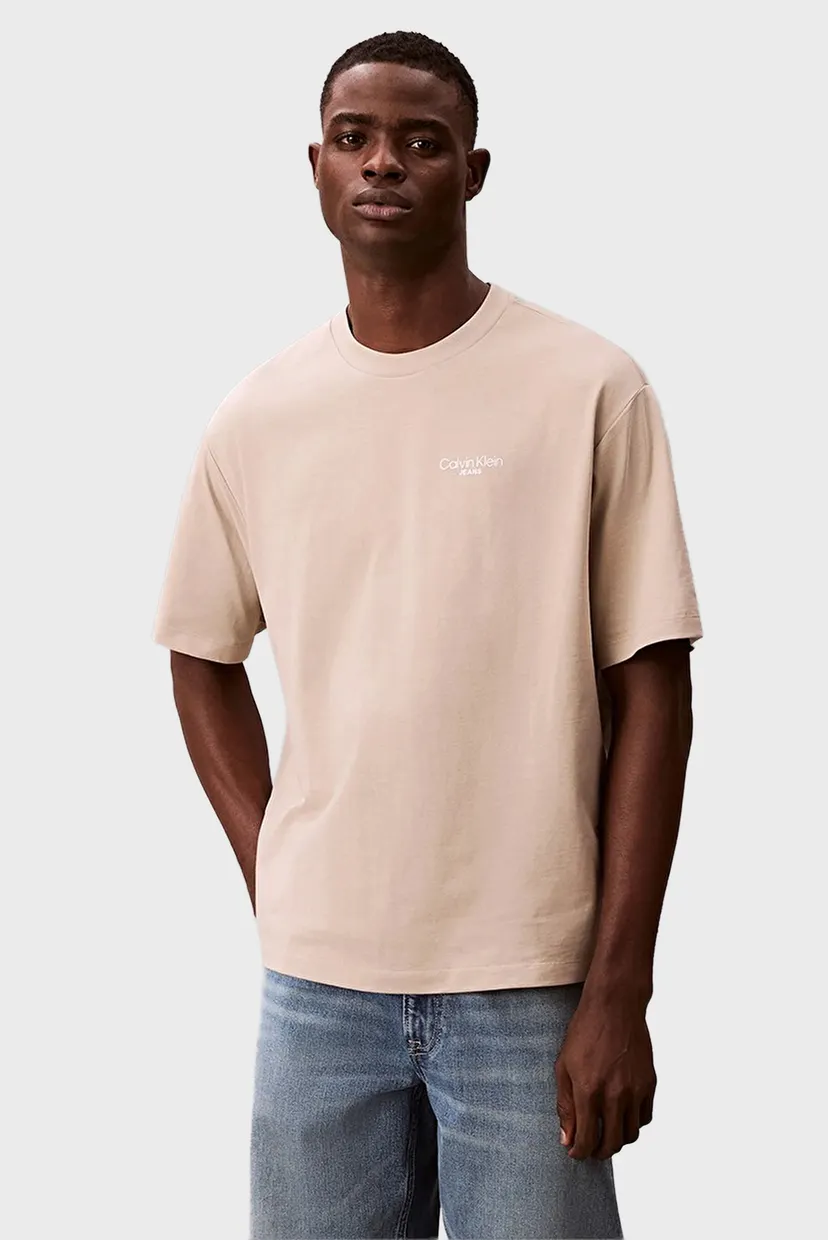 Мужская бежевая футболка LOGO BACK PRINT 3