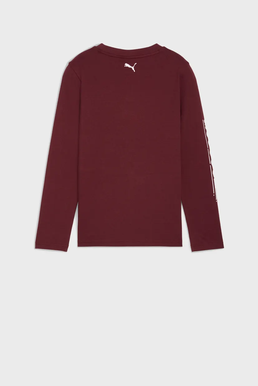 Детский бордовый лонгслив Super PUMA Graphic Long Sleeve Tee Youth 5