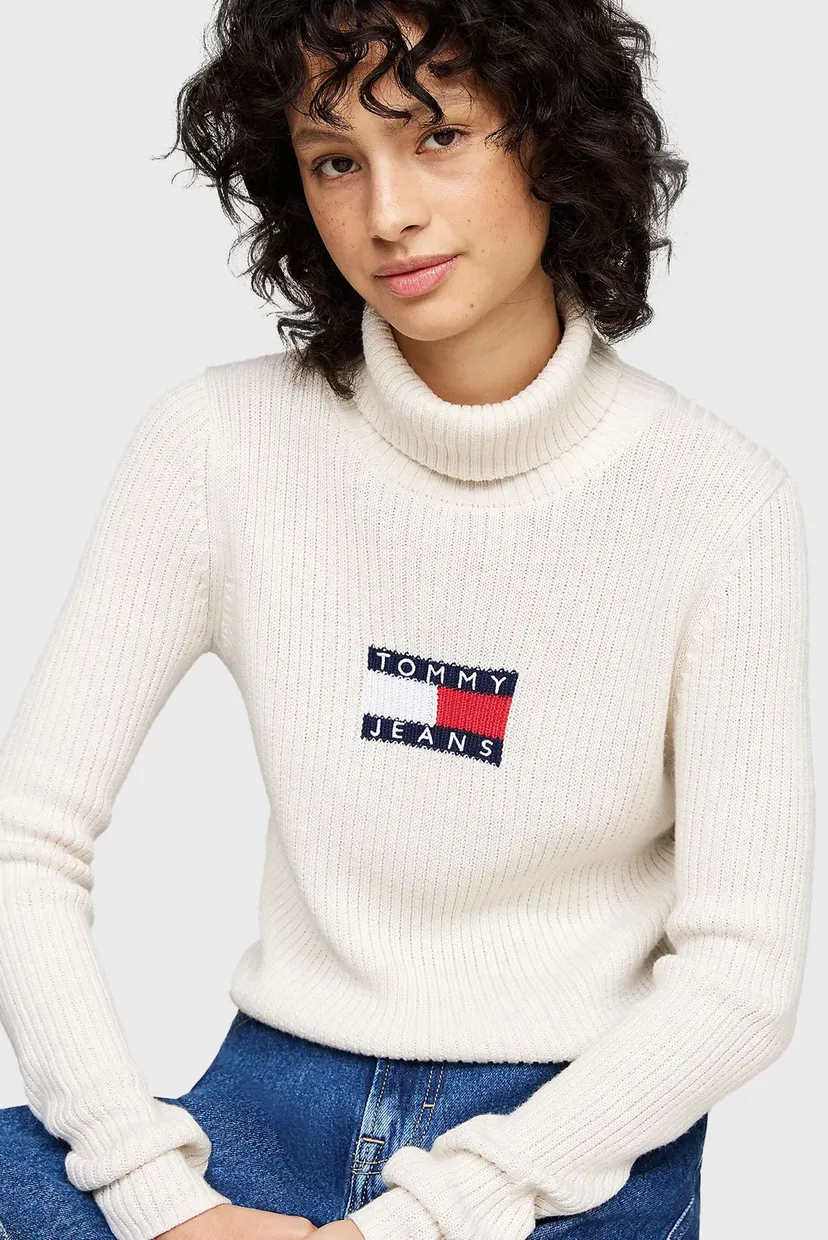 Жіночий білий гольф TJW MELANGE TRTLNCK FLAG 4