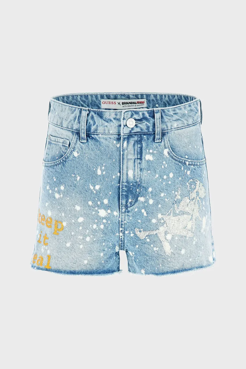 Женские голубые джинсовые шорты MOM Guess x Brandalised 6