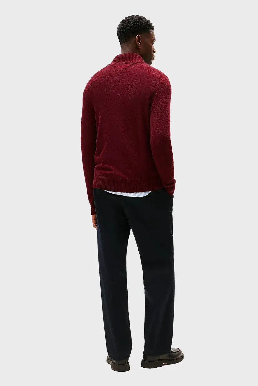 Мужская бордовая шерстяная кофта LAMBSWOOL ZIP MOCK 3