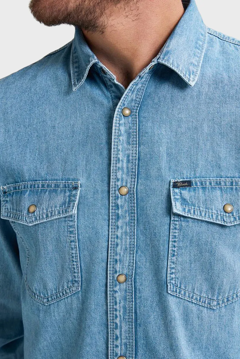 Чоловіча блакитна джинсова сорочка Men Shirt Long Sleeve Denim 5