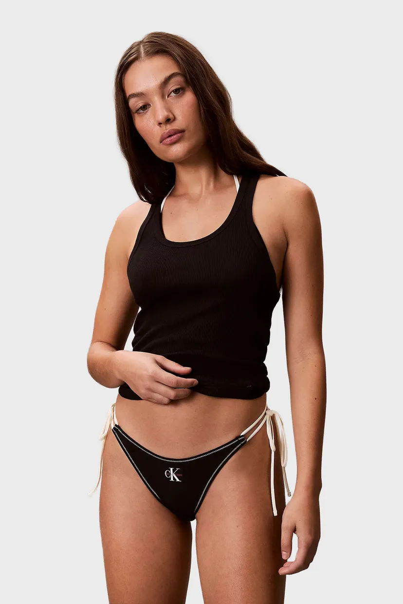 Женские черные трусики от купальника SIDE TIE BOTTOM 5