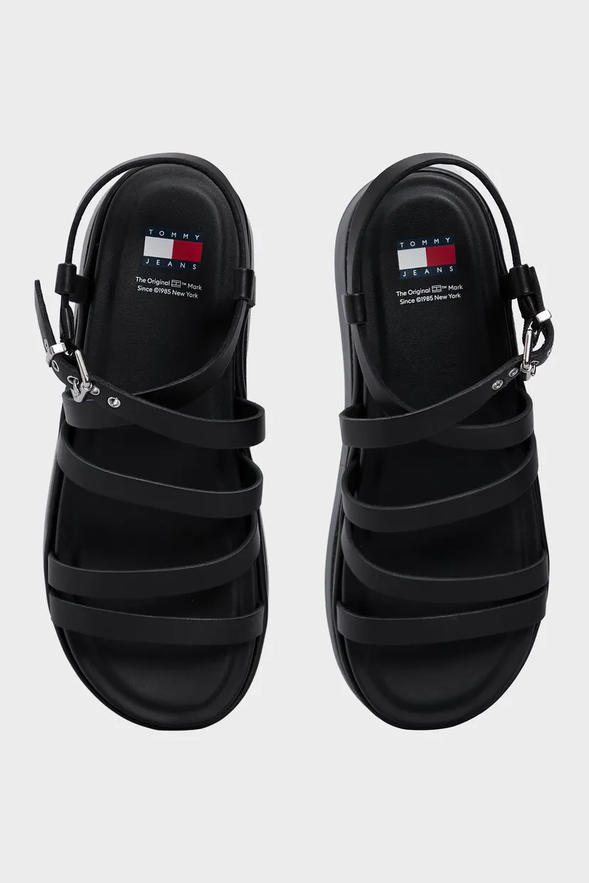 Жіночі чорні шкіряні босоніжки TJW STRAPPY WEDGE SANDAL 4