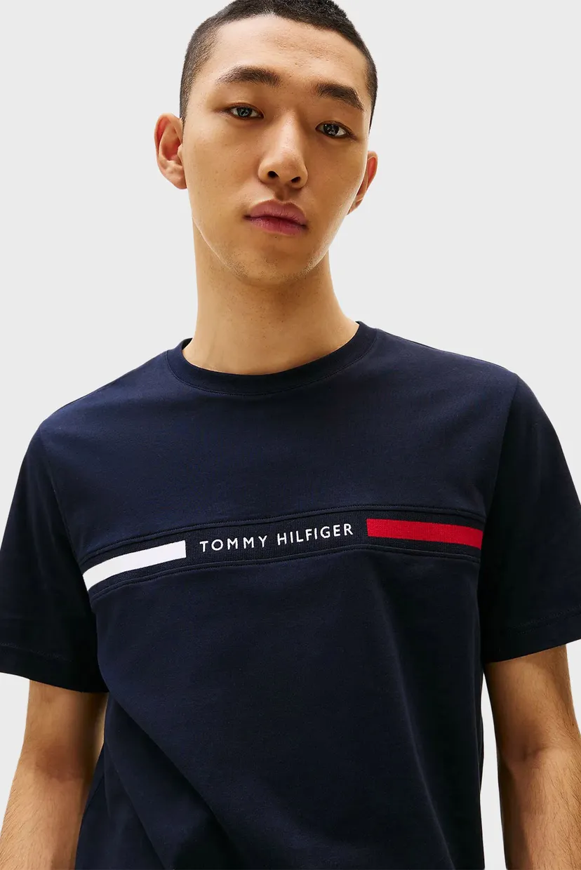 Чоловіча темно-синя футболка HILFIGER CHEST INSERT 4