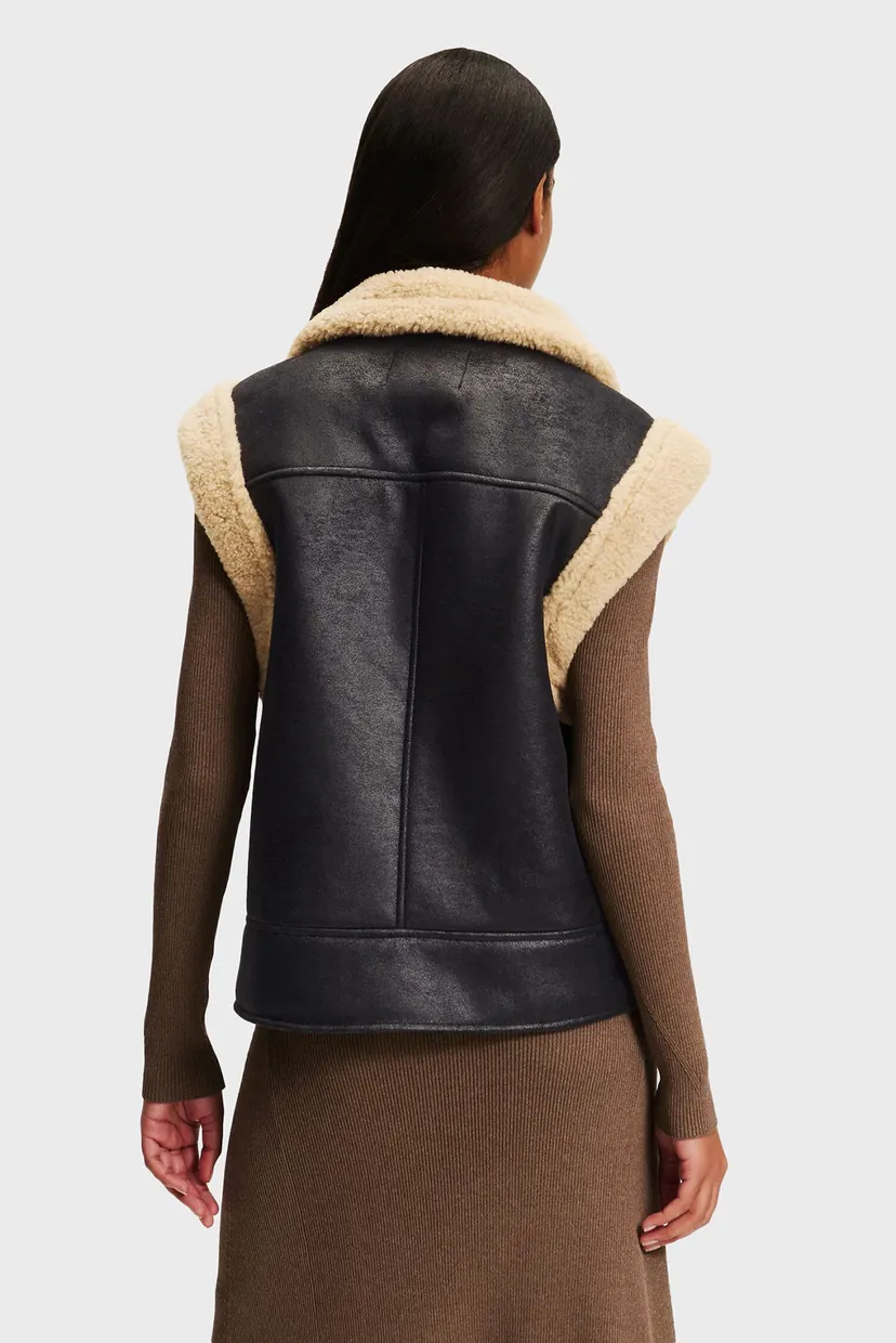 Жіночий чорний жилет FAUX FUR SUEDE GILET 3
