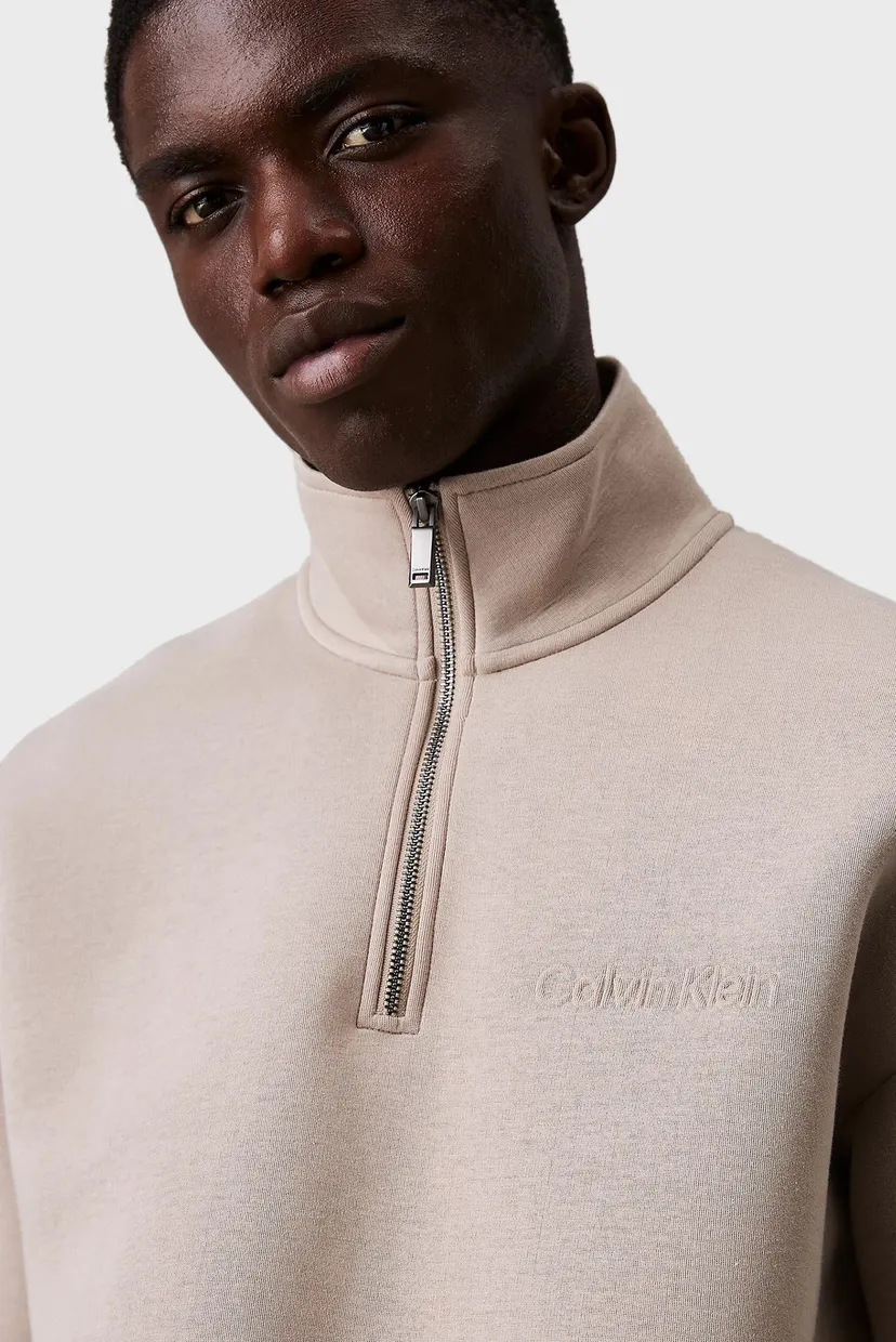Чоловіча бежева спортивна кофта SPACER EMBOSSED LOGO Q-ZIP 4