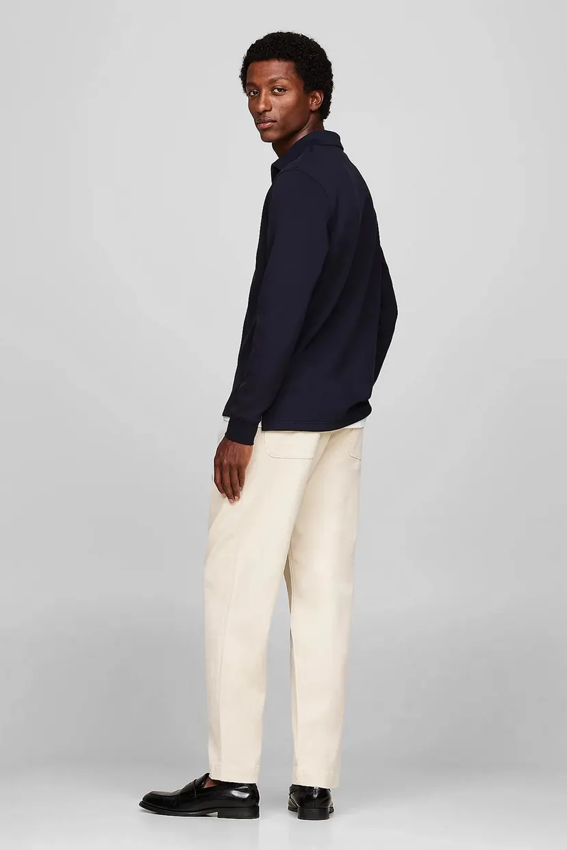 Чоловіче темно-синє поло L/S TEXTURED ZIP REG POLO 3