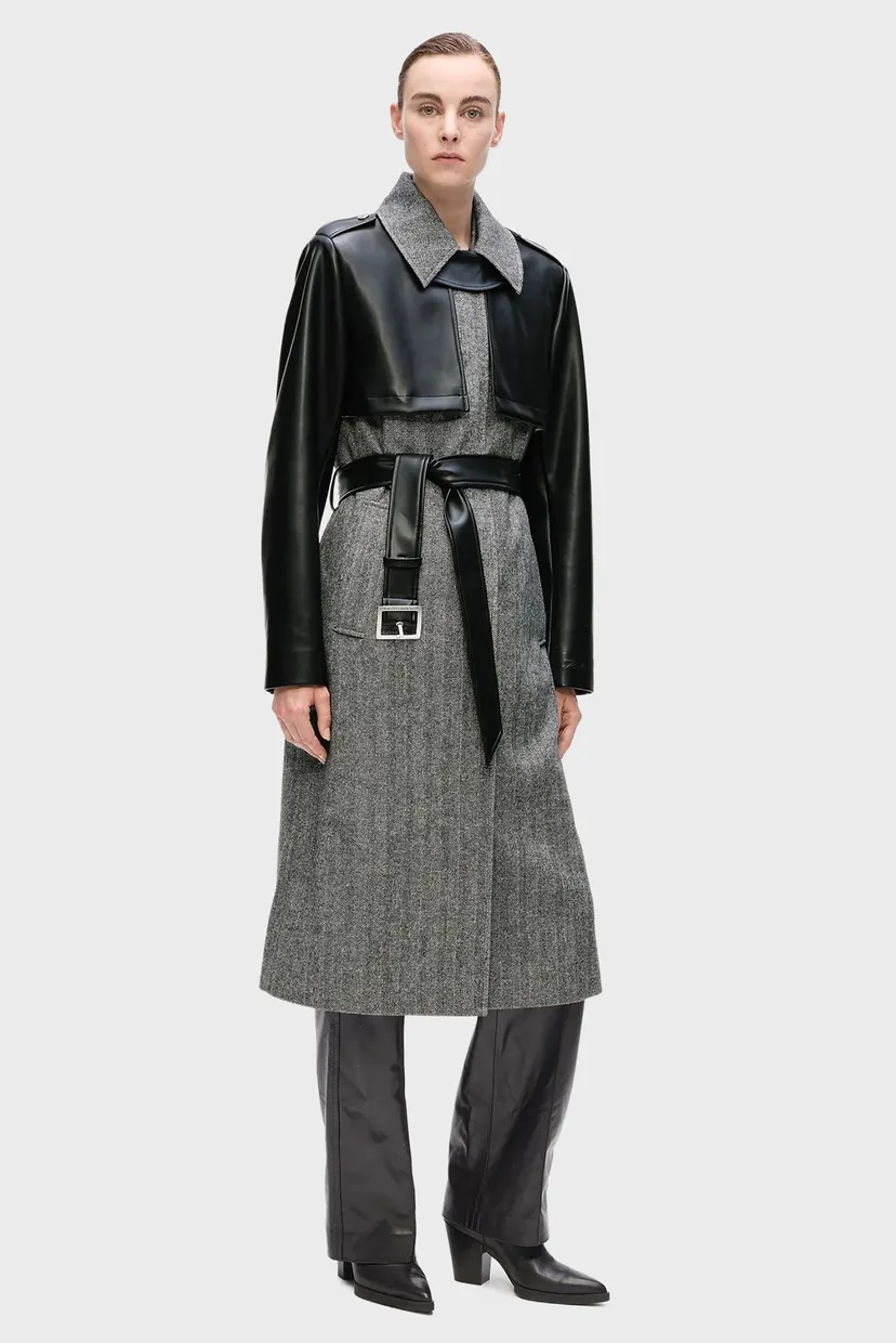 Жіноче сіре пальто з візерунком tweed and faux 4