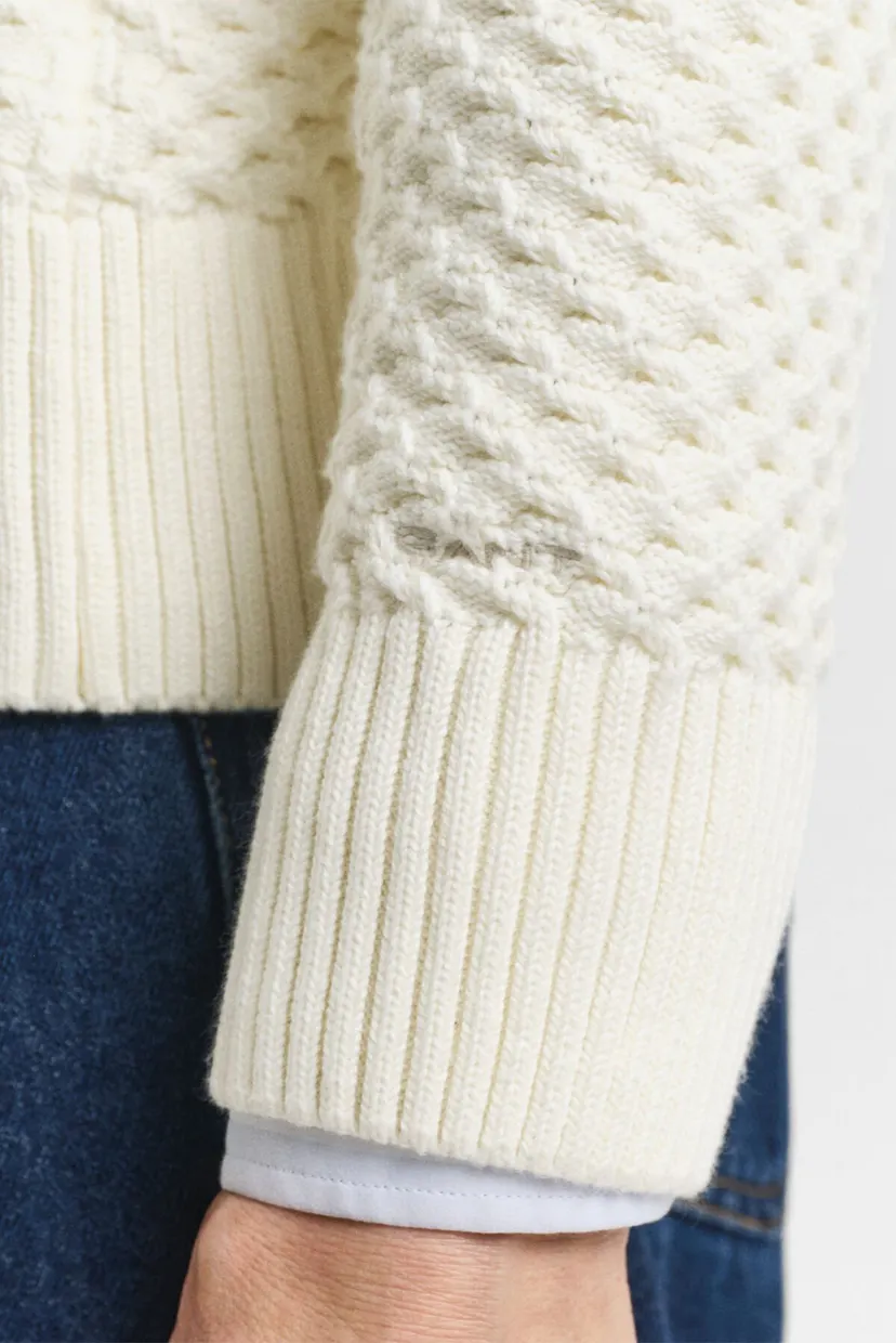 Жіноча біла кофта COTTON TEXTURE HALF ZIP 5