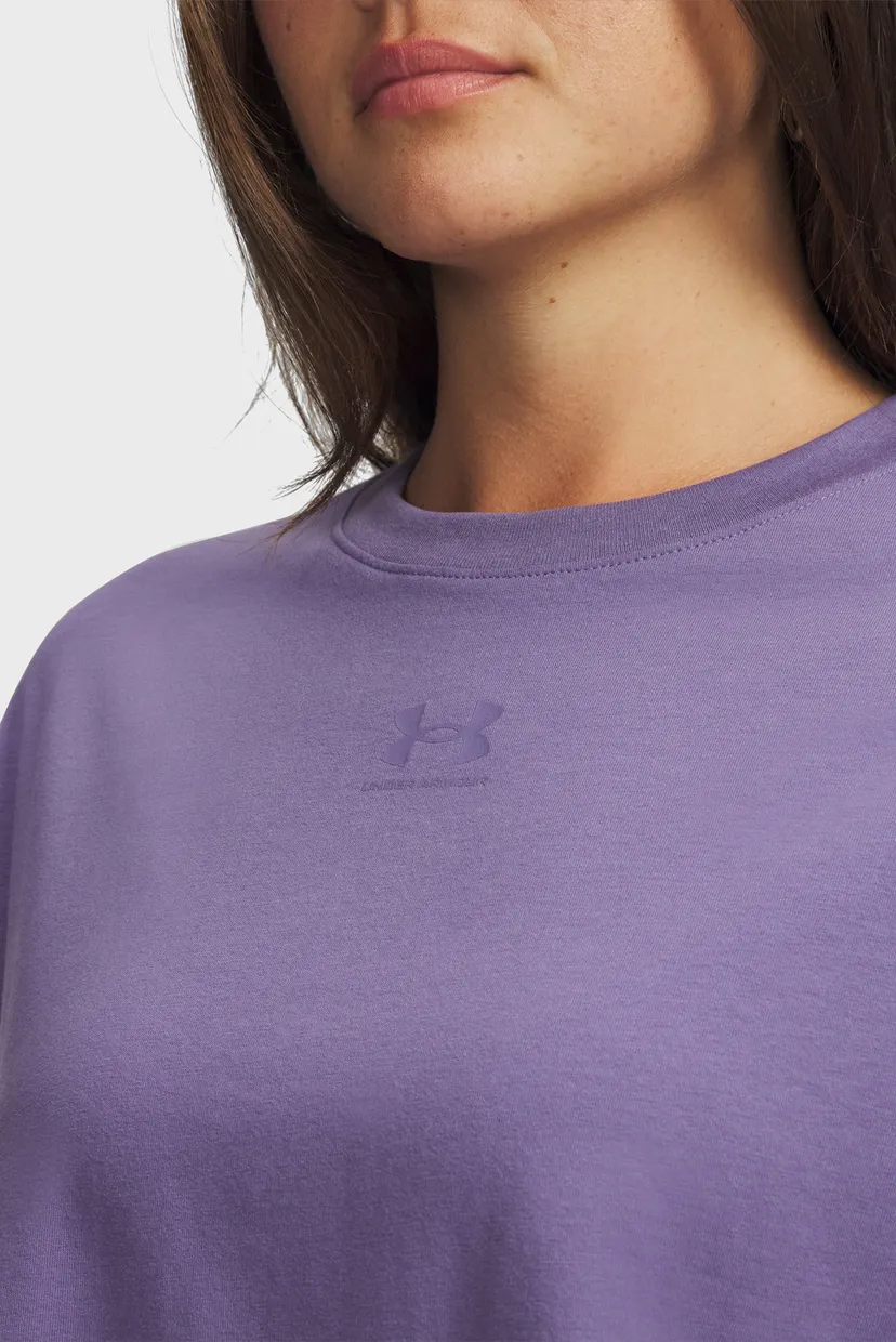 Женская фиолетовая футболка UA Rival Boxy Tee Solid-PPL 3