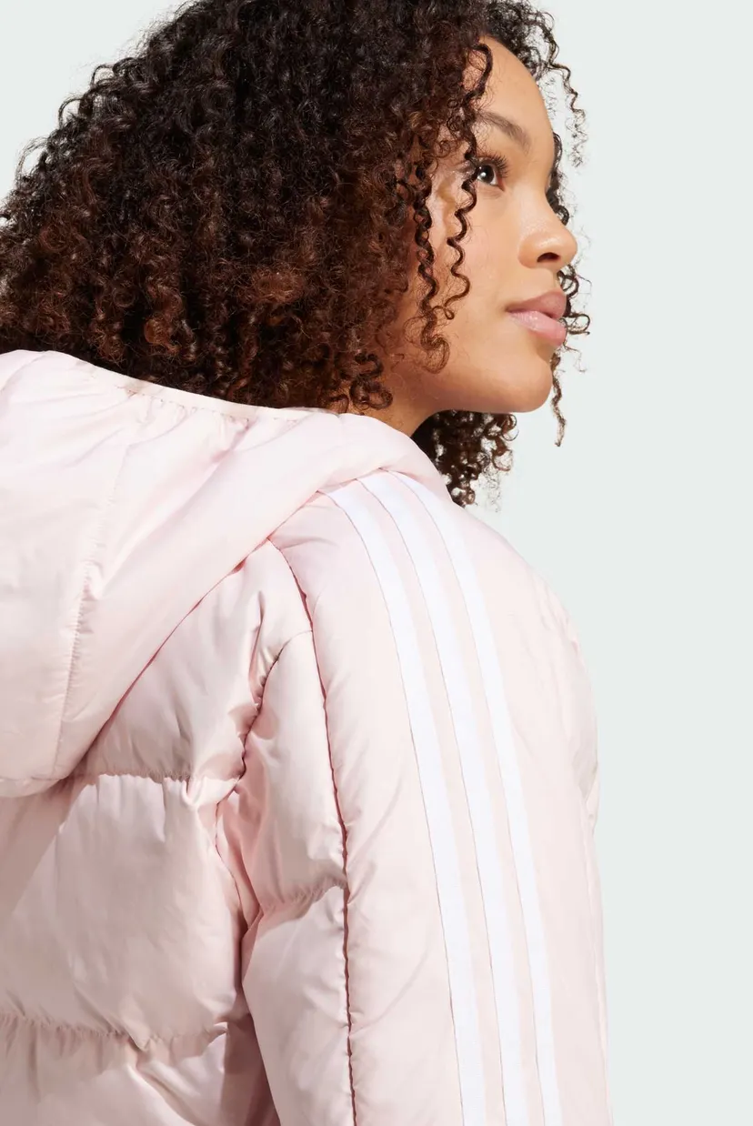 Жіночий пудровий пуховик Essentials 3-Stripes Mid Down Hooded 4