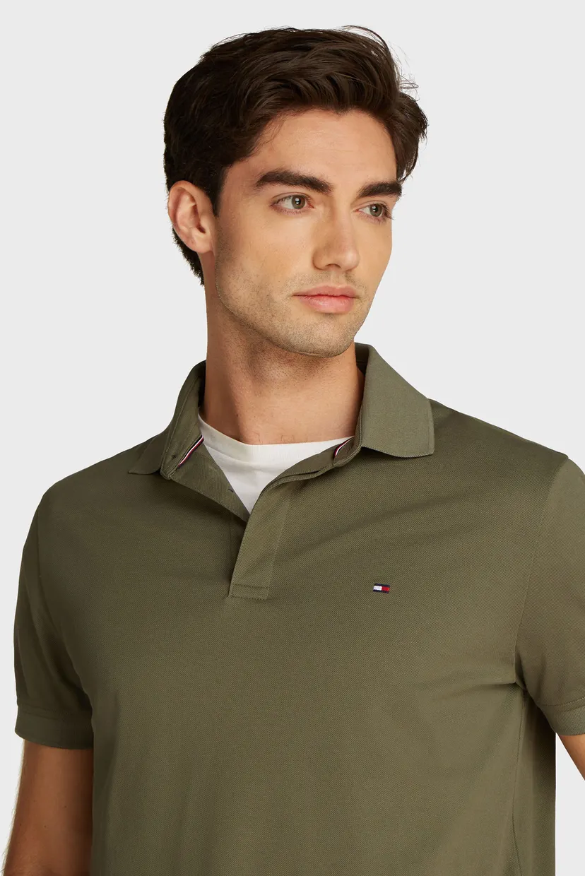 Мужское оливковое поло HIDDEN PLACKET 4