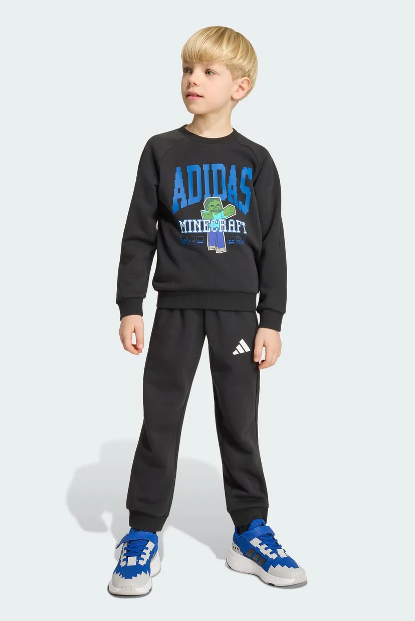 Детский черный комплект одежды (свитшот, джоггеры) ADIDAS MINECRAFT 3
