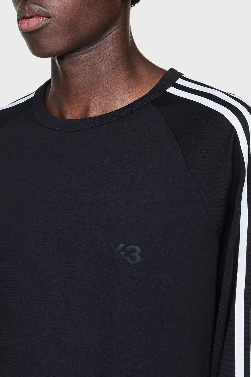 Черный лонгслив Y-3 Top 3-Stripes (унисекс) 8