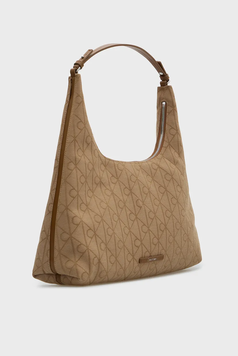 Жіноча бежева сумка з візерунком EMBLEM JACQUARD SHOULDER 3