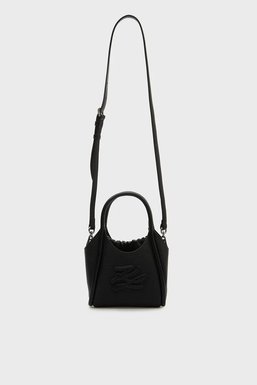 Женская черная кожаная сумка MINI TOTE 6