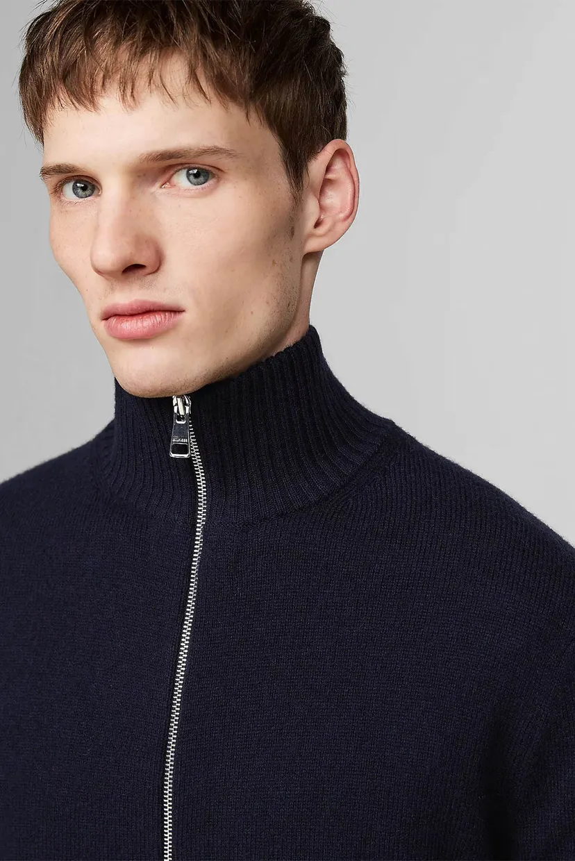Чоловічий темно-синій вовняний кардиган GS WOOL BLEND ZIP THROUGH 4