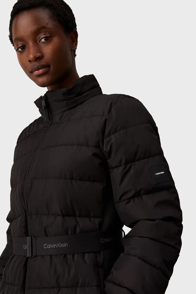 Женская черная куртка MW PADDED SCUBA BELTED COAT 4