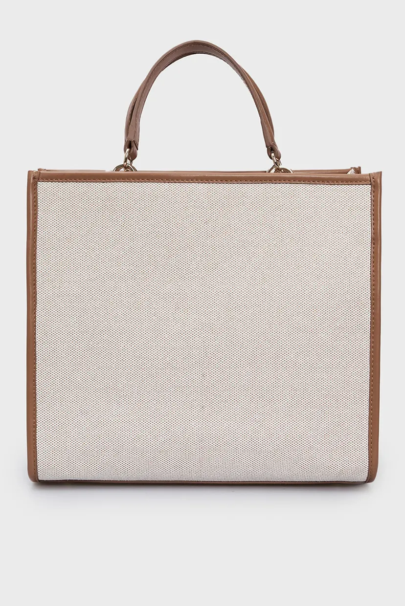 Жіноча бежева сумка TH LOGO LEATHER MED SATCHEL CAN 4