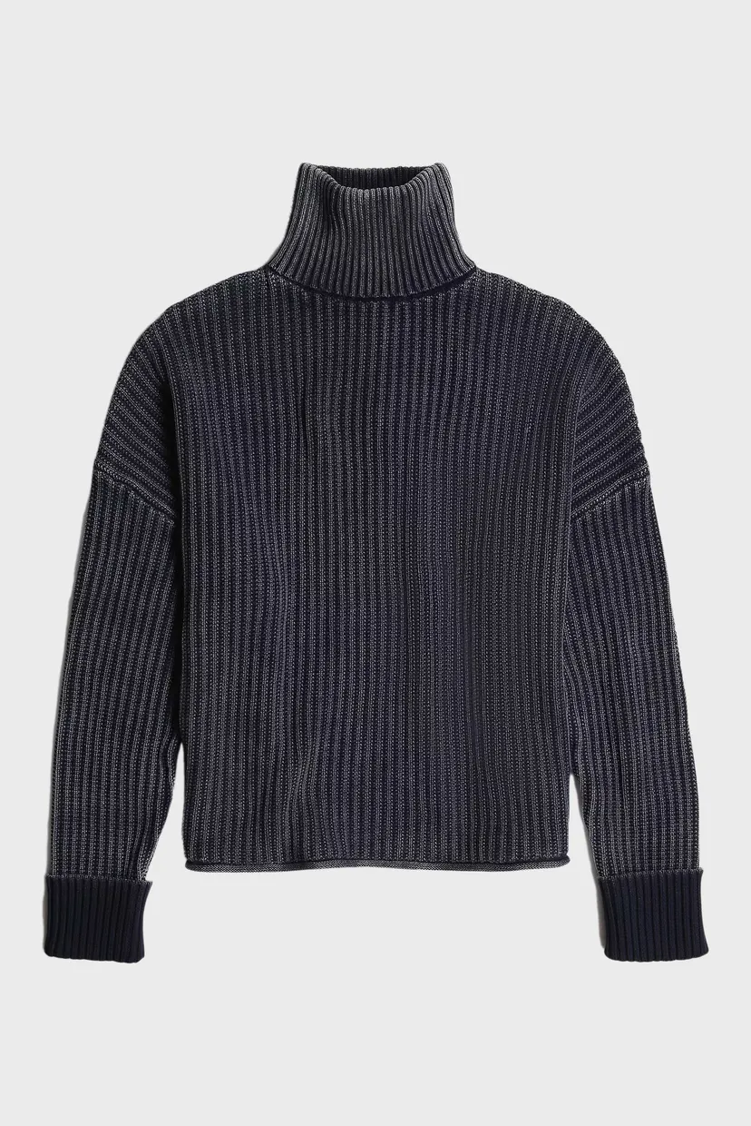 Жіночий темно-синій светр Loose overdyed turtle knit wmn 5